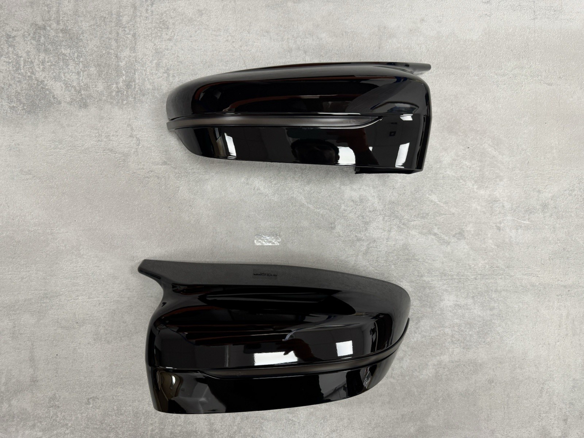 BMW G20 G30 M5 Style Gloss Black Wing Mirror Caps + Tinted Dynamic Indicators