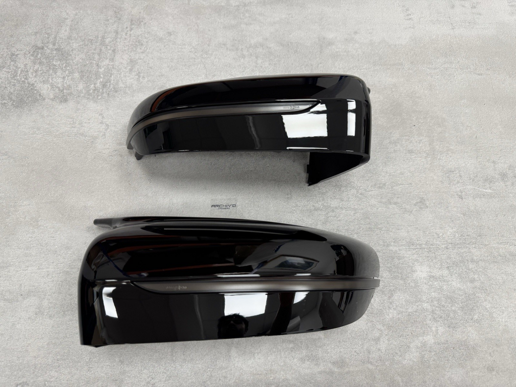 BMW G20 G30 M5 Style Gloss Black Wing Mirror Caps + Tinted Dynamic Indicators