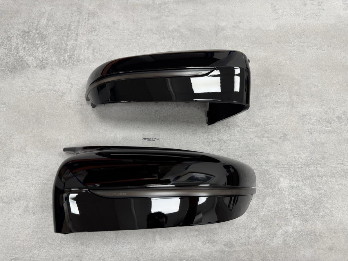 BMW G20 G30 M5 Style Gloss Black Wing Mirror Caps + Tinted Dynamic Indicators