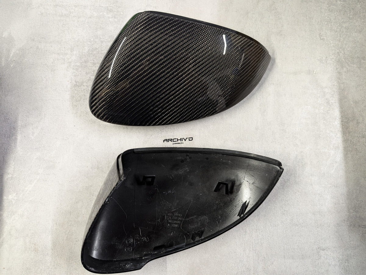 VW MK8 ID3 Real Carbon Fibre Side Wing Mirror Cover Caps Replacement 2020+