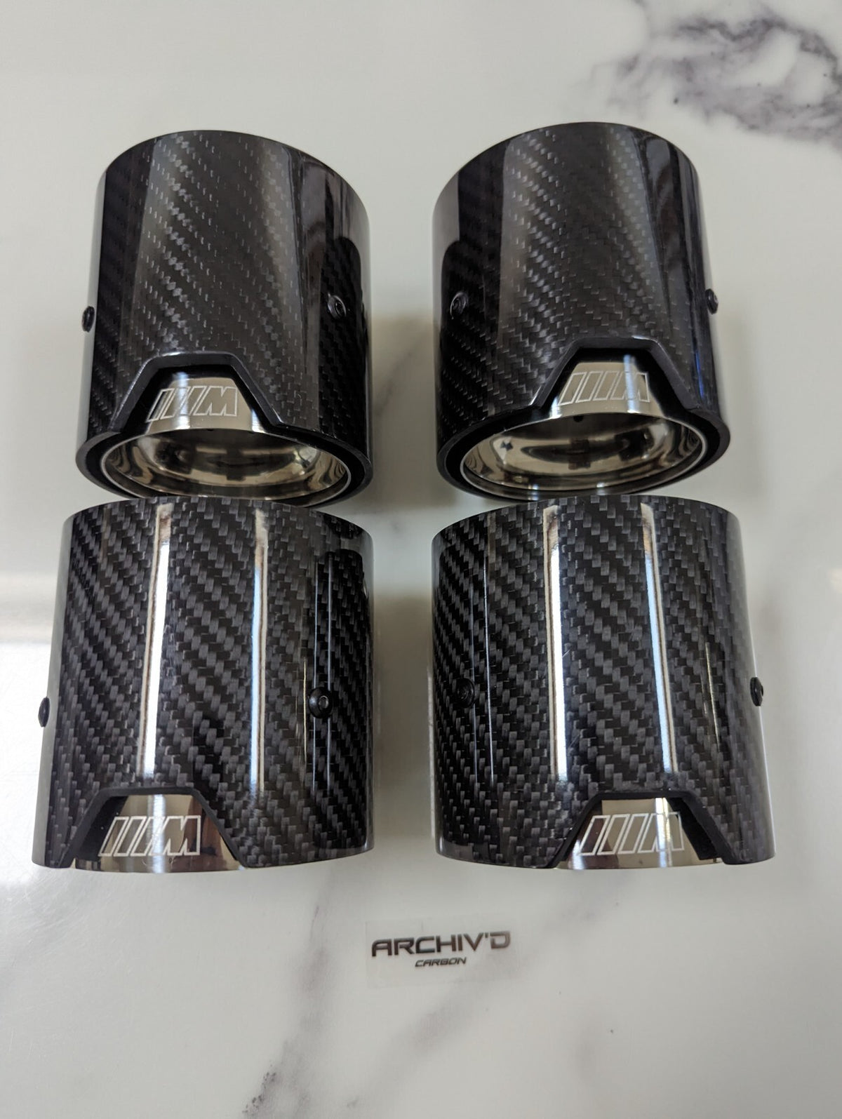 Carbon Fibre Exhaust Tips Chrome BMW M2 M3 M4 M5 F87 F80 F82 F10