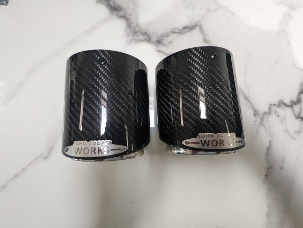Carbon Fibre Chrome Silver Exhaust Tips MINI JCW F54 F55 F56 F57 F60