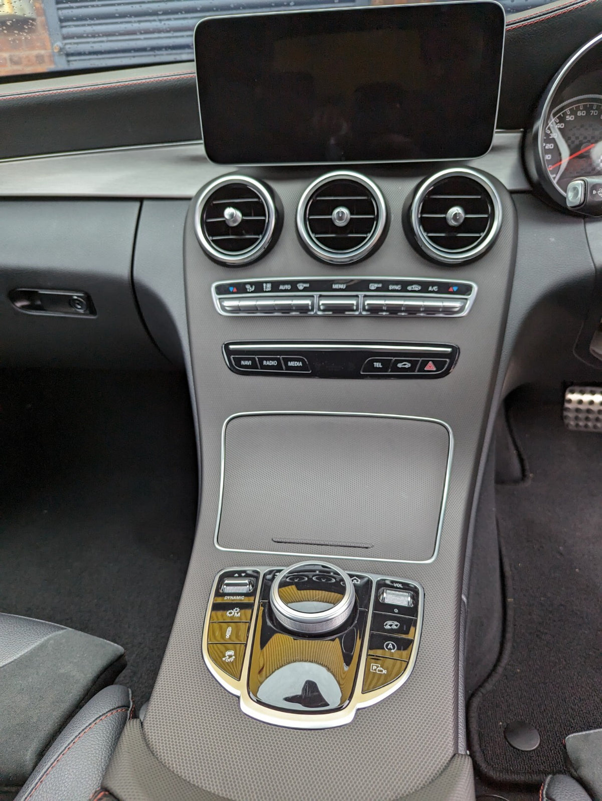 Mercedes-Benz C-Class W205 Center Console Trim Wrapping Service 3M Matrix Black