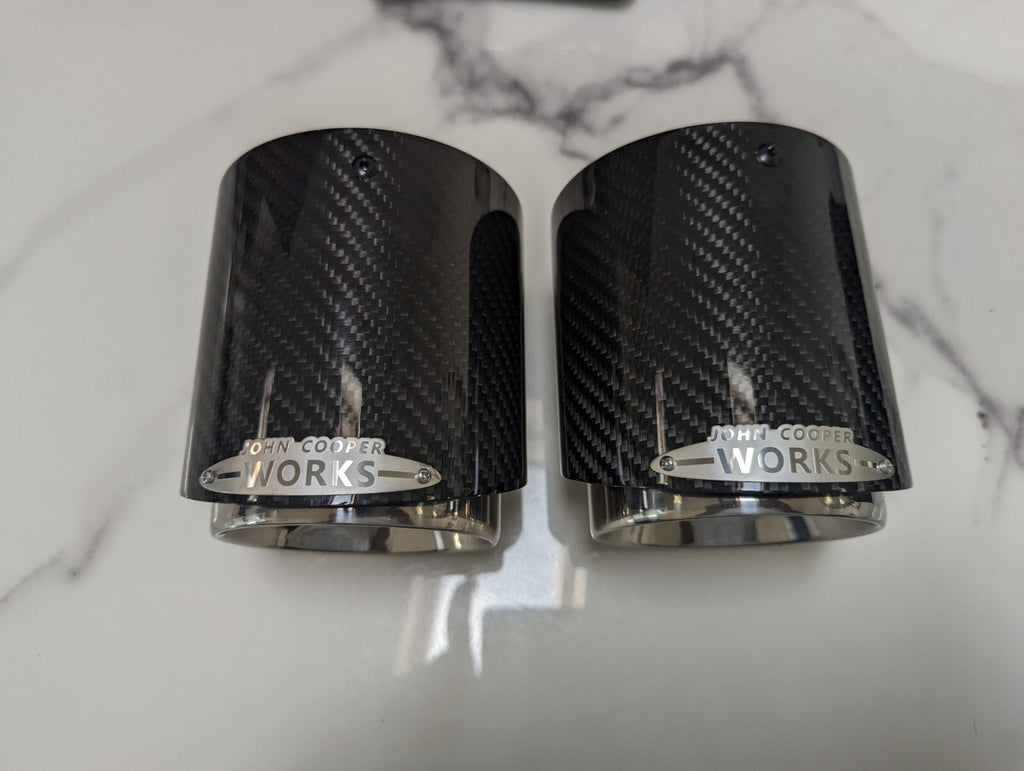 Carbon Fibre Chrome Silver Exhaust Tips MINI JCW F54 F55 F56 F57 F60