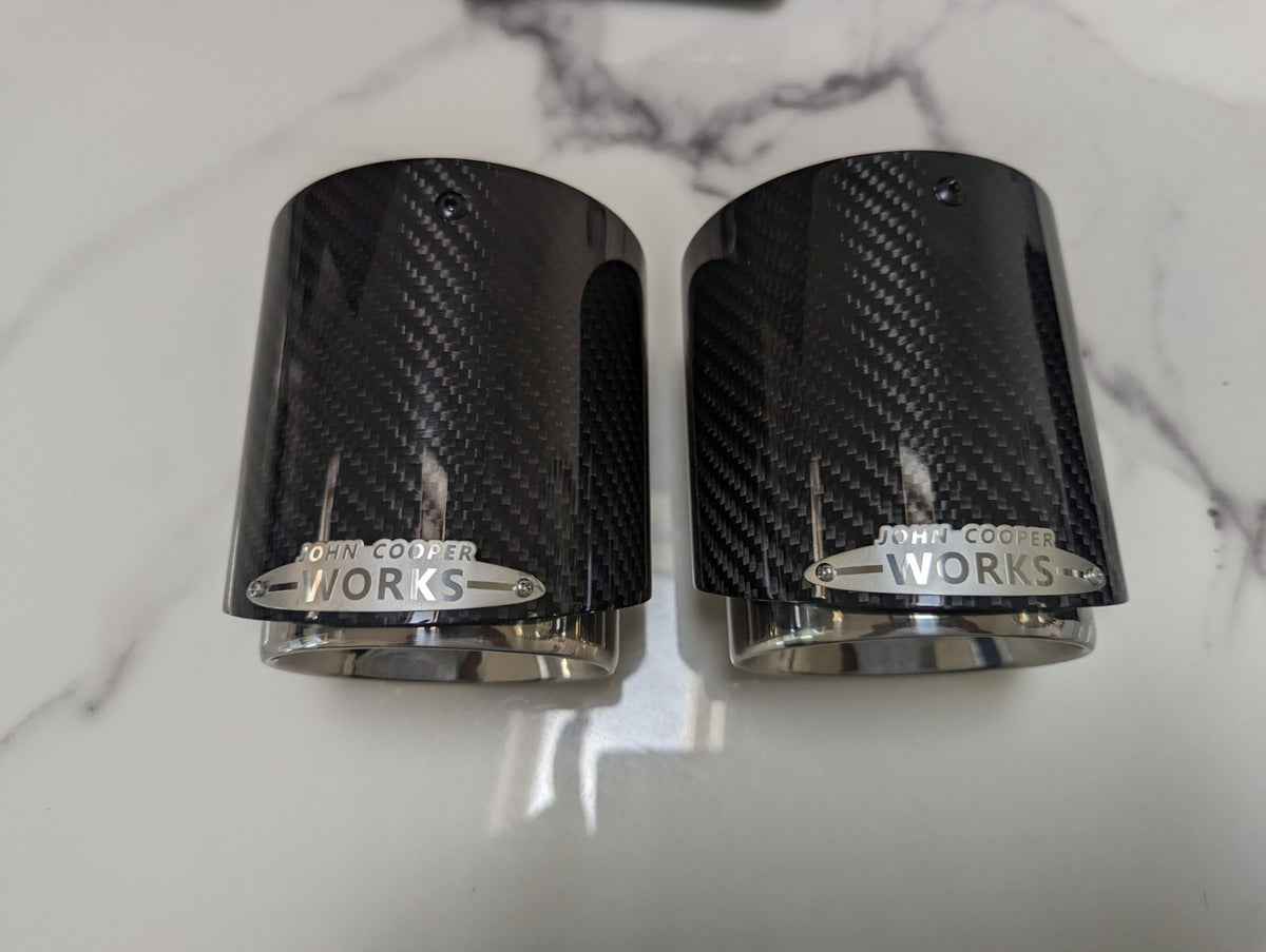 Carbon Fibre Chrome Silver Exhaust Tips MINI JCW F54 F55 F56 F57 F60