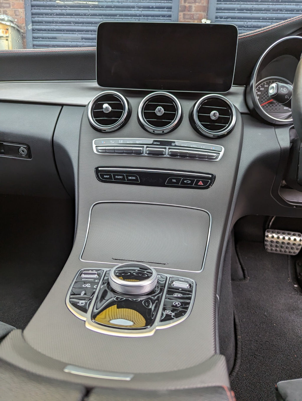 Mercedes-Benz C-Class W205 Center Console Trim Wrapping Service 3M Matrix Black
