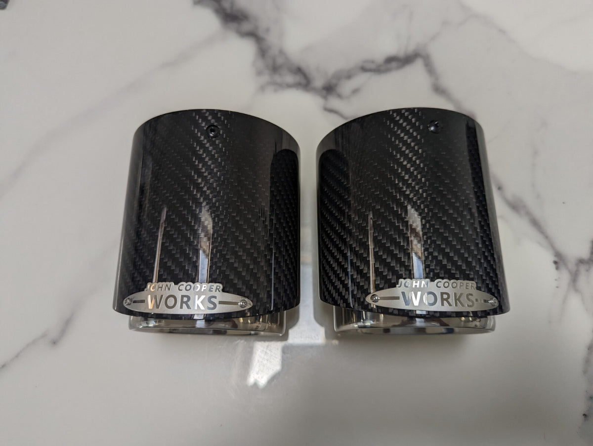 Carbon Fibre Chrome Silver Exhaust Tips MINI JCW F54 F55 F56 F57 F60