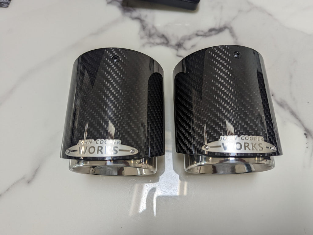 Carbon Fibre Chrome Silver Exhaust Tips MINI JCW F54 F55 F56 F57 F60