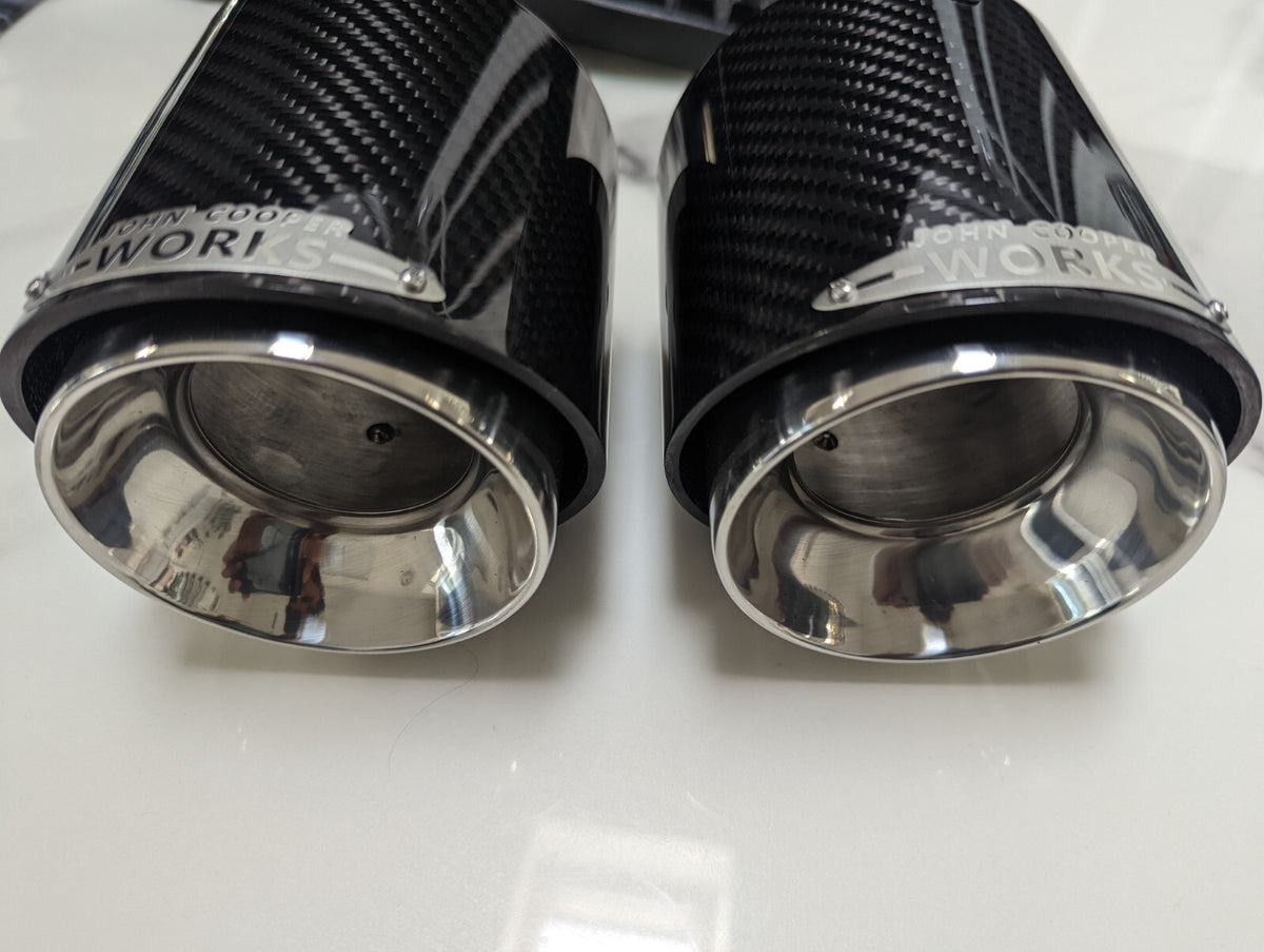 Carbon Fibre Chrome Silver Exhaust Tips MINI JCW F54 F55 F56 F57 F60