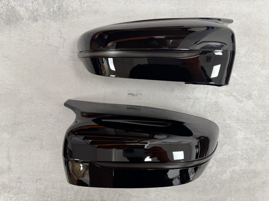 BMW G20 G30 M5 Style Gloss Black Wing Mirror Caps + Tinted Dynamic Indicators