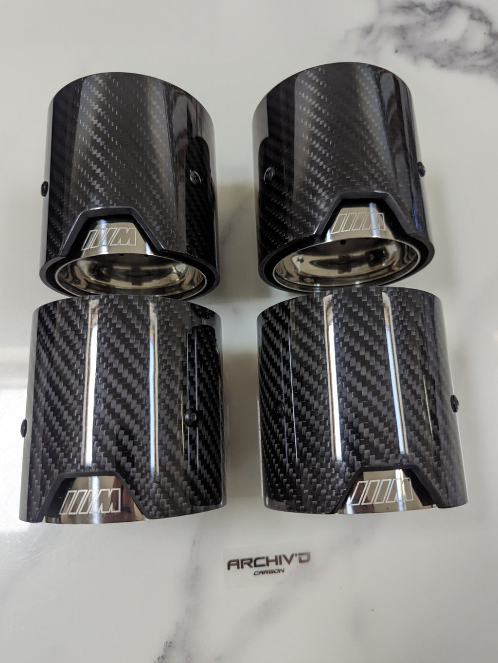 Carbon Fibre Exhaust Tips Chrome BMW M2 M3 M4 M5 F87 F80 F82 F10