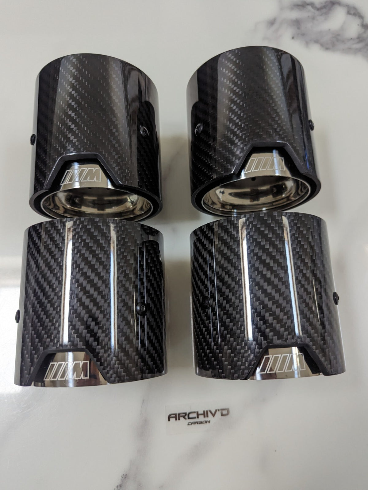 Carbon Fibre Exhaust Tips Chrome BMW M2 M3 M4 M5 F87 F80 F82 F10