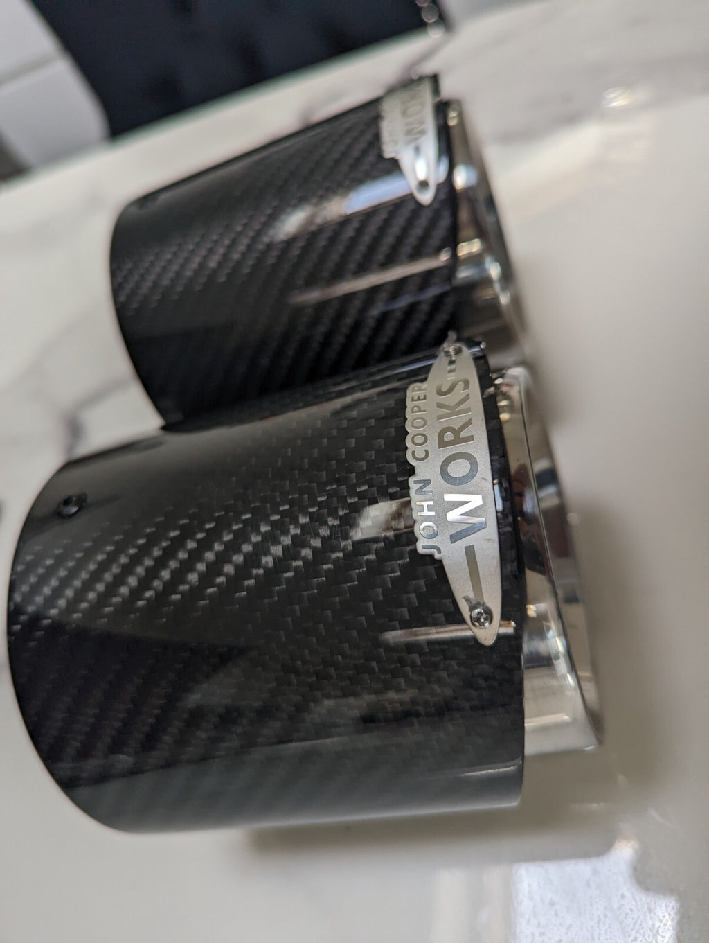 Carbon Fibre Chrome Silver Exhaust Tips MINI JCW F54 F55 F56 F57 F60