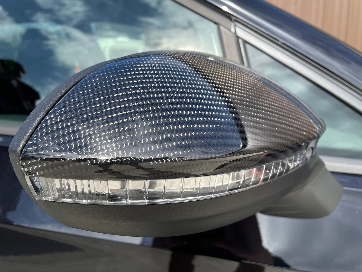 VW MK8 ID3 Real Carbon Fibre Side Wing Mirror Cover Caps Replacement 2020+