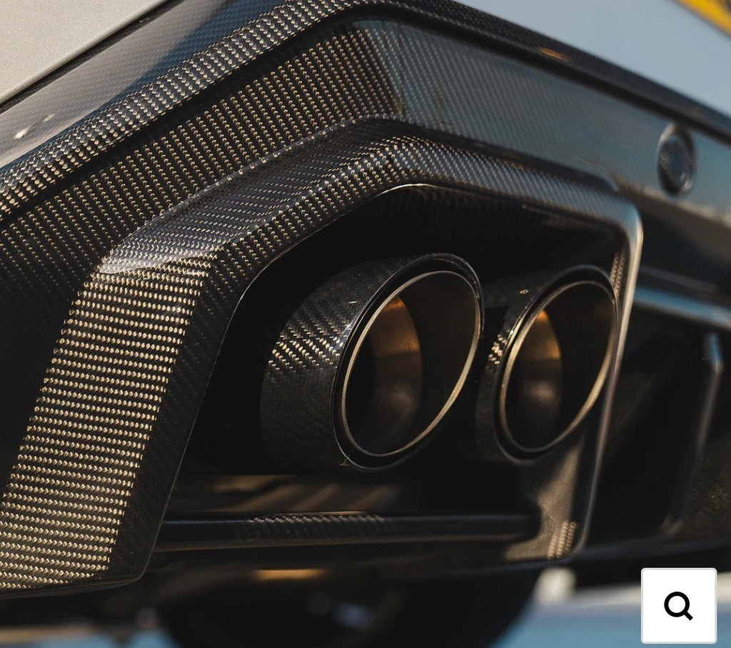 BMW G90 M5 Dry Carbon Fibre Gloss Brushed Steel Exhaust Tips Set
