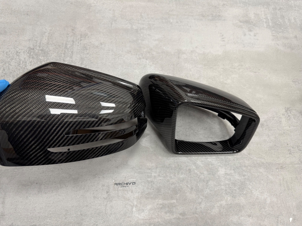 Mercedes G Class Dry Carbon Fibre Gloss Mirror Cover Caps W463 W166 RHD