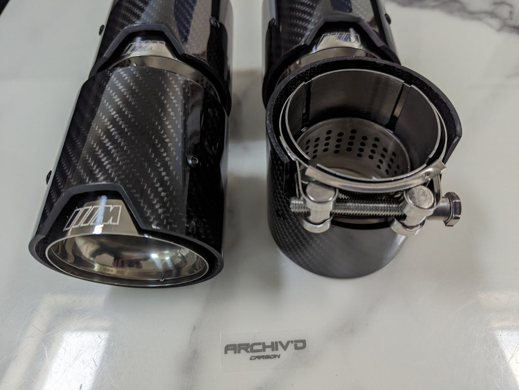 Carbon Fibre Exhaust Tips Chrome BMW M2 M3 M4 M5 F87 F80 F82 F10