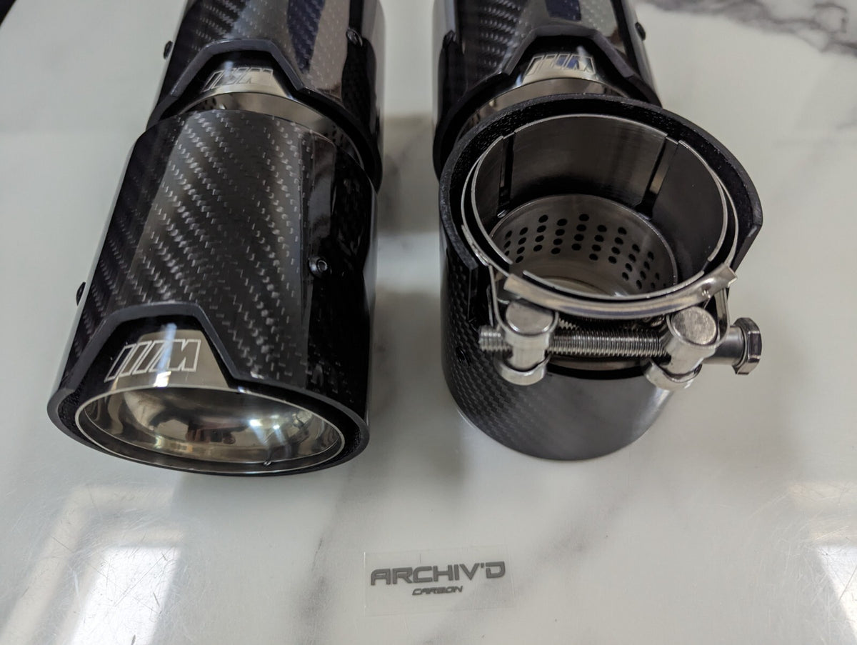 Carbon Fibre Exhaust Tips Chrome BMW M2 M3 M4 M5 F87 F80 F82 F10