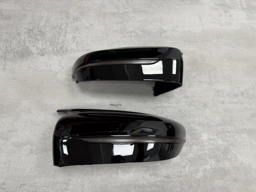 BMW G20 G30 M5 Style Gloss Black Wing Mirror Caps + Tinted Dynamic Indicators