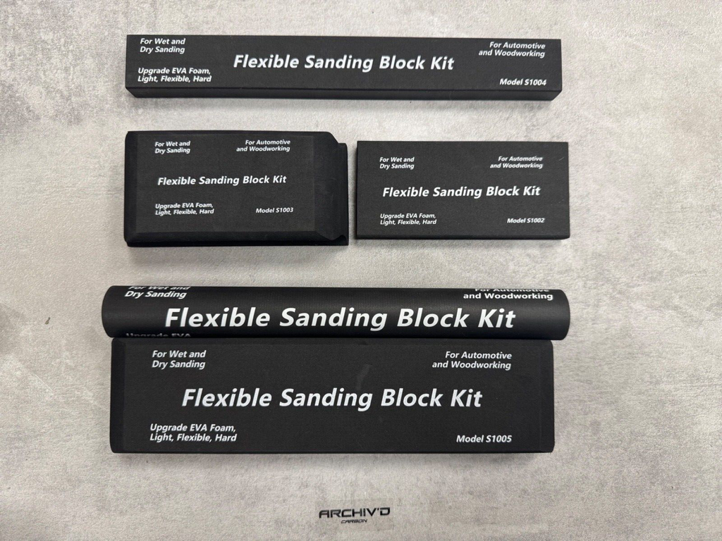 Automotive Sanding Block Kit Heavy Duty Flexible 5 Piece Contour Flat Sand