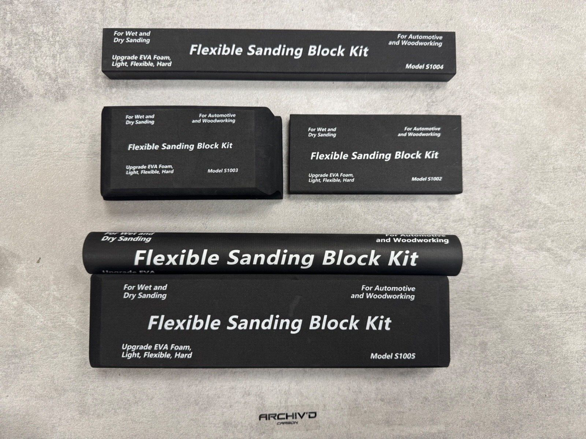 Automotive Sanding Block Kit Heavy Duty Flexible 5 Piece Contour Flat Sand