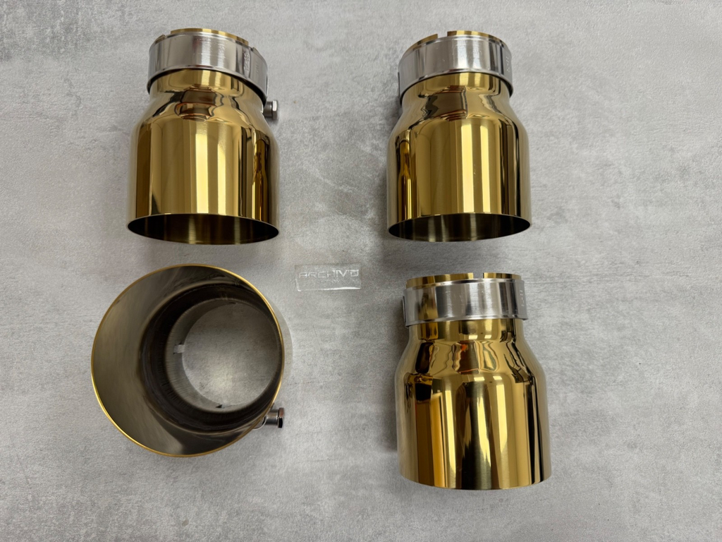 Stainless Steel Gold Chrome Exhaust Tips For BMW M2 M3 M4 M5 F87 F80 F82 70MM
