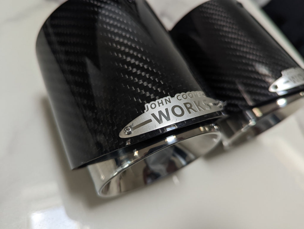 Carbon Fibre Chrome Silver Exhaust Tips MINI JCW F54 F55 F56 F57 F60