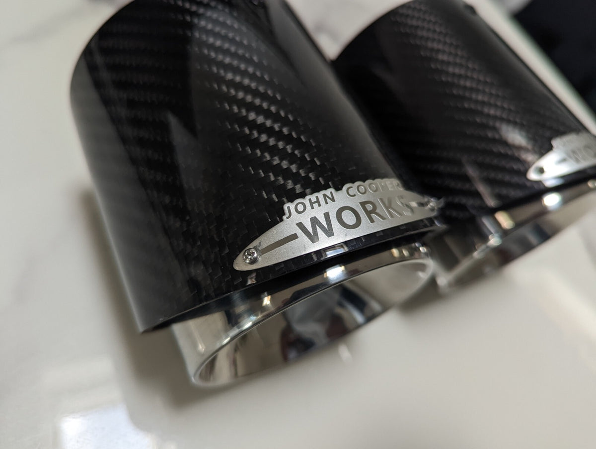 Carbon Fibre Chrome Silver Exhaust Tips MINI JCW F54 F55 F56 F57 F60